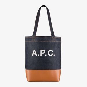 A.P.C. Axelle Axel Denim Tote Bag with Japanese denim smooth leather